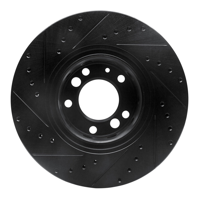 R1 Concepts R1 91-93 BMW M5 Front Right Drilled & Slotted Black Brake Rotor