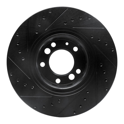 R1 Concepts R1 91-93 BMW M5 Front Right Drilled & Slotted Black Brake Rotor