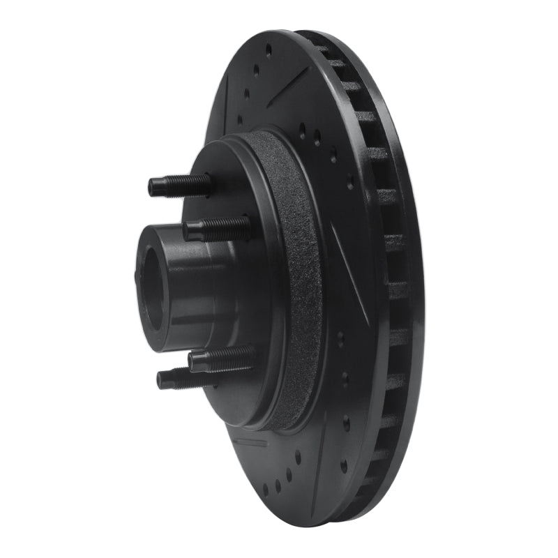 R1 Concepts R1 87-92 Lincoln Mark VII Front Left Drilled & Slotted Black Brake Rotor