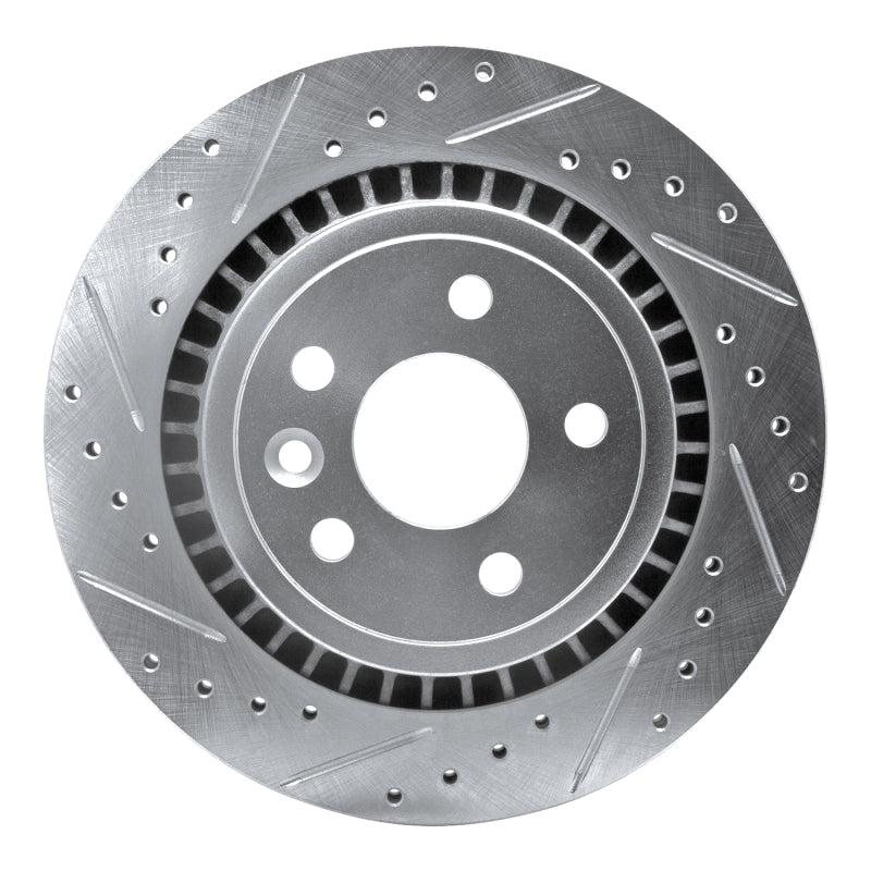 R1 Concepts R1 10-17 Volvo XC60 Rear Left Drilled & Slotted Silver Brake Rotor