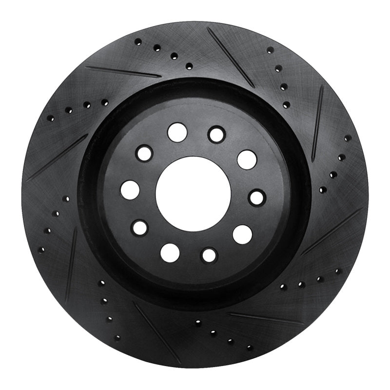 R1 Concepts R1 2017-2024 Maserati Ghibli Rear Right Drilled & Slotted Black Brake Rotor
