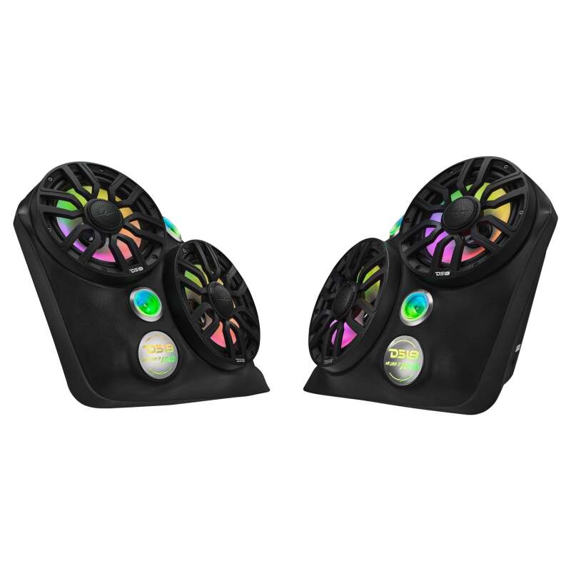 DS18 2015+ Polaris Slingshot Front Fender Dual 8in Speakers & Enclosure w/ LED Lights