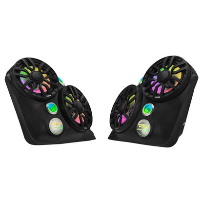 DS18 2015+ Polaris Slingshot Front Fender Dual 8in Speakers & Enclosure w/ LED Lights