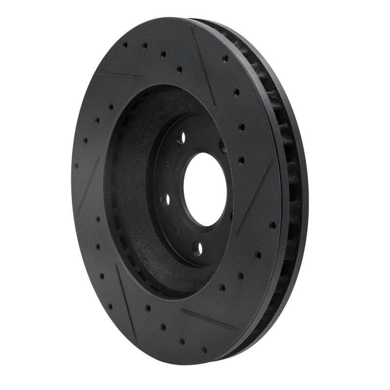 R1 Concepts R1 04-08 Cadillac CTS Front Left Drilled & Slotted Black Brake Rotor