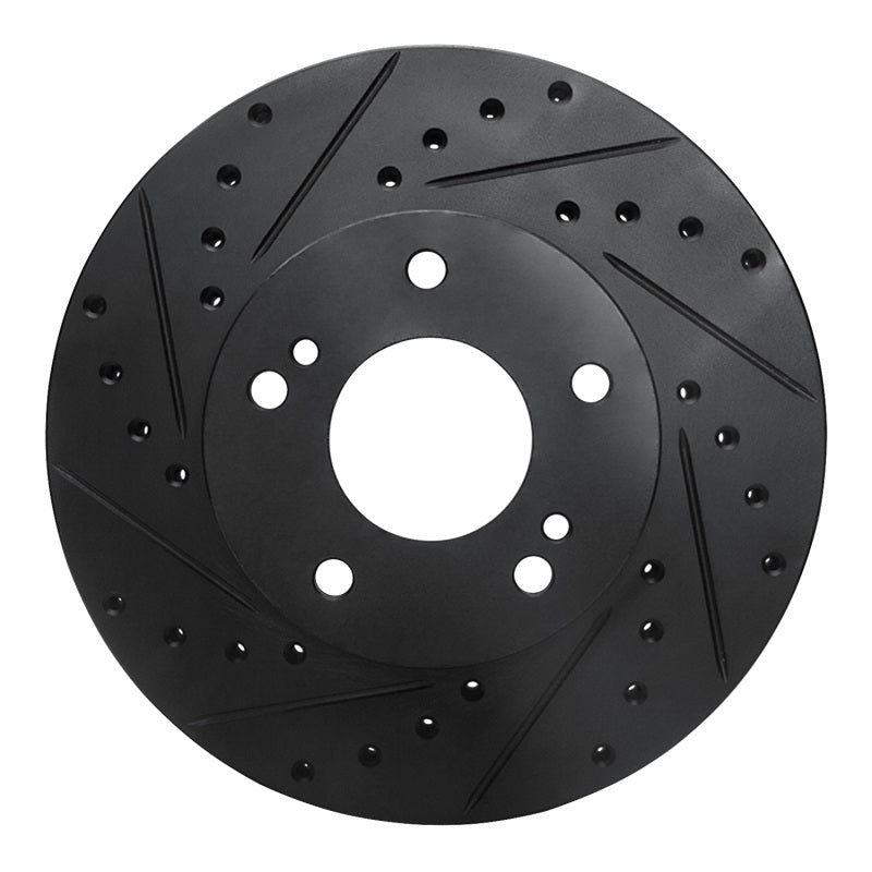 R1 Concepts R1 87-89 Nissan 300ZX Turbo Front Left Drilled & Slotted Black Brake Rotor