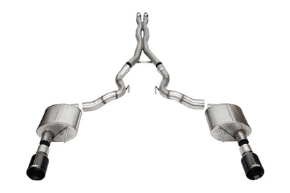 CORSA Performance Corsa 24+ Ford Mustang GT Conv Xtreme CatBk Ex.Sys 3.0in Dual Rear Exit w4.5in Black StraightCut Tip