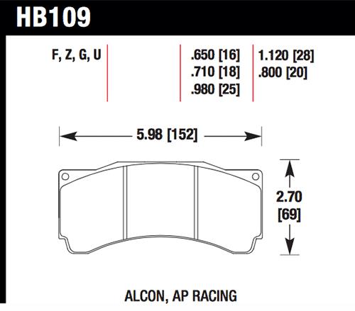 Hawk Performance Hawk AP Racing/Alcon 29mm DTC-70 Race Rear Brake Pads