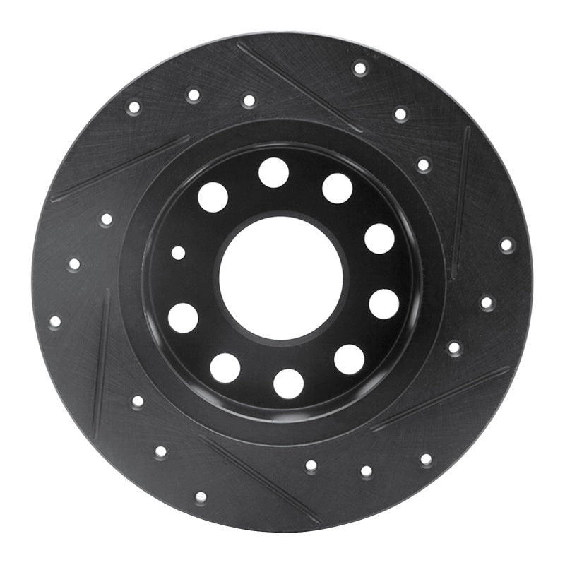 R1 Concepts R1 10-19 Audi A3 Rear Left Drilled & Slotted Black Brake Rotor