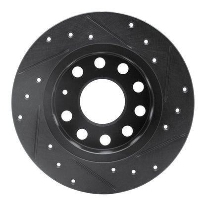 R1 Concepts R1 10-19 Audi A3 Rear Left Drilled & Slotted Black Brake Rotor