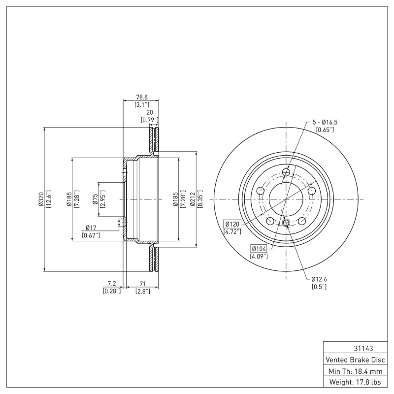 DFC 07-19 BMW X6 Rear Brake Rotor
