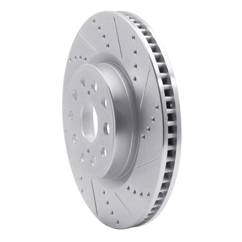 R1 Concepts R1 07-23 Lexus LS460 Front Right Drilled & Slotted Silver Brake Rotor