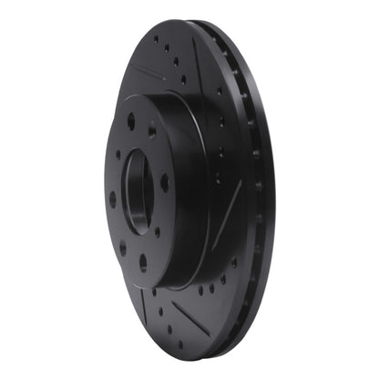 R1 Concepts R1 90-00 Honda Civic Hatchback Front Right Drilled & Slotted Black Brake Rotor