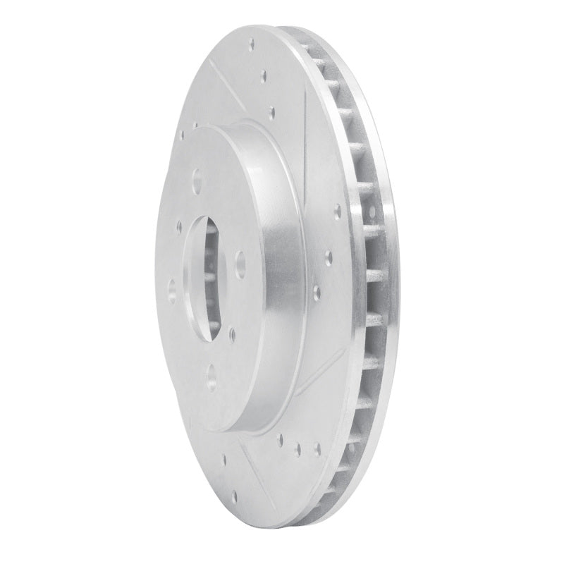 R1 Concepts R1 98-07 Mitsubishi Lancer Front Right Drilled & Slotted Silver Brake Rotor