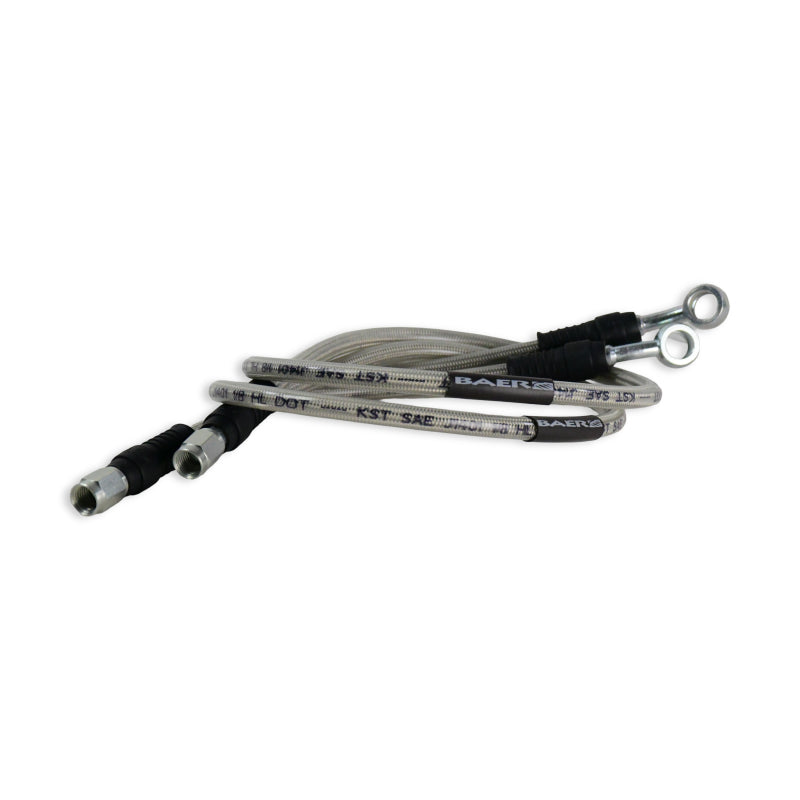 Baer Brakes 21.5in Long Braided Hose Set w/ 3AN Female Straight x 10mm 20 Degree Banjo Ends