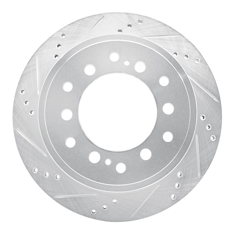 R1 Concepts R1 10-24 Lexus GX460 Rear Left Drilled & Slotted Silver Brake Rotor