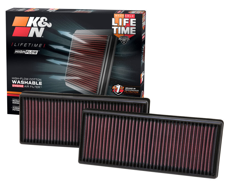 K&N Engineering K&N Replacement Air Filter 12.563in O/S Length x 5.25in O/S Width x 1.625in H (Inc 2 Filters)