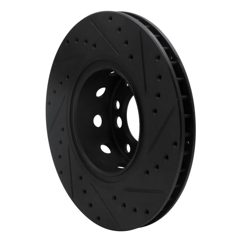 R1 Concepts R1 91-93 BMW M5 Front Left Drilled & Slotted Black Brake Rotor
