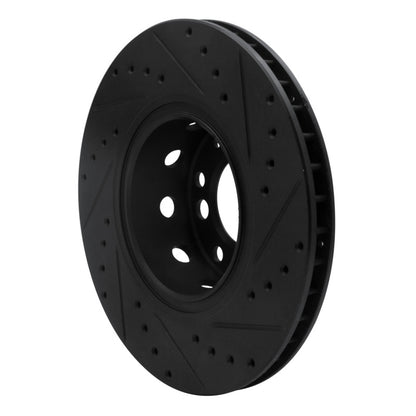 R1 Concepts R1 91-93 BMW M5 Front Left Drilled & Slotted Black Brake Rotor