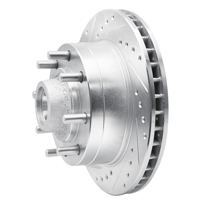 R1 Concepts R1 92-94 Ford E-350 Econoline Club Wagon Front Left Drilled & Slotted Silver Brake Rotor