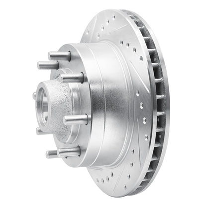 R1 Concepts R1 92-94 Ford E-350 Econoline Club Wagon Front Left Drilled & Slotted Silver Brake Rotor