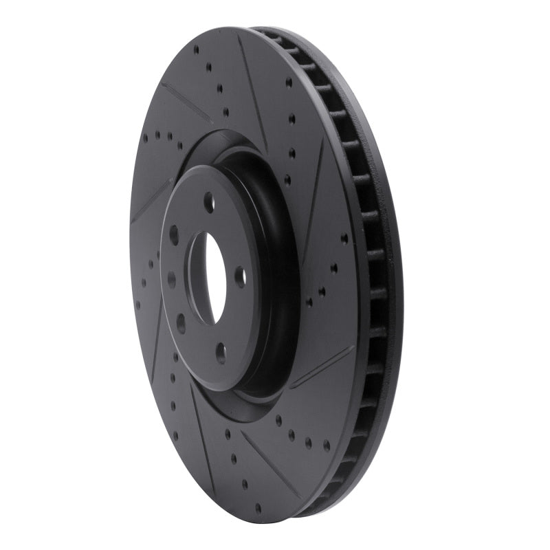 R1 Concepts R1 12-18 Audi A8 Front Right Drilled & Slotted Black Brake Rotor