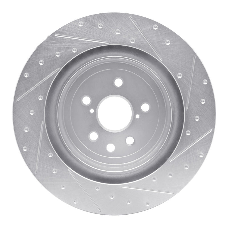 R1 Concepts R1 15-22 Lexus RC F Left Rear Drilled & Slotted Silver Brake Rotor