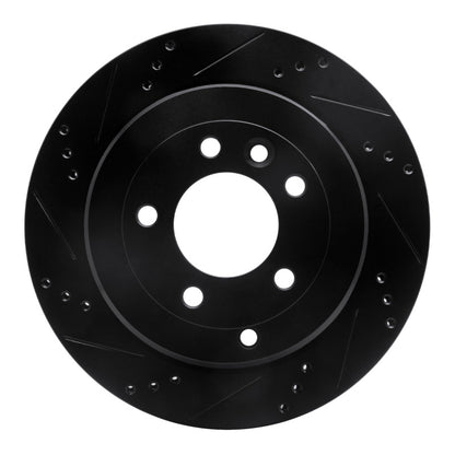 R1 Concepts R1 05-07 Land Rover LR3 Rear Left Drilled & Slotted Black Brake Rotor