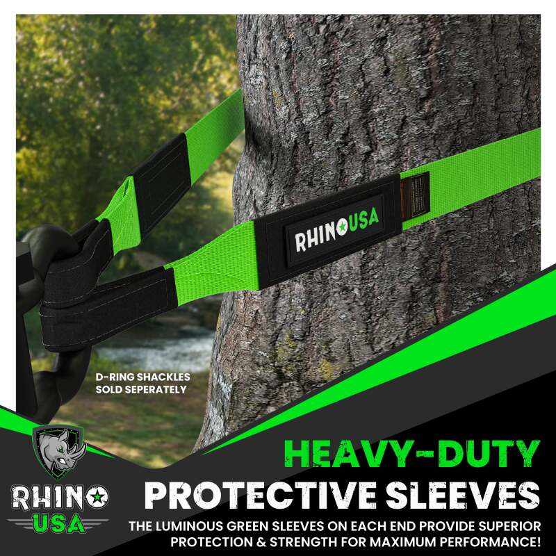Rhino USA Recovery Tow Strap 3Inx20Ft (Green)