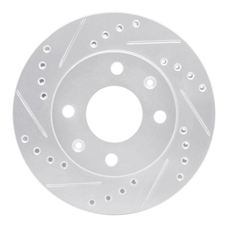 R1 Concepts R1 83-87 Honda Prelude Front Left Drilled & Slotted Silver Brake Rotor