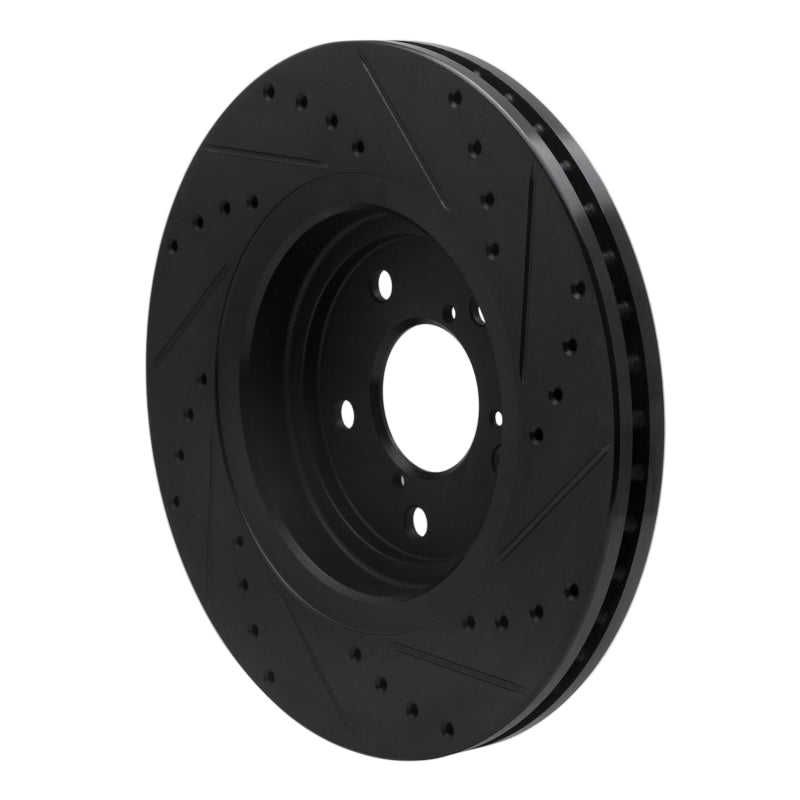 R1 Concepts R1 17-20 Acura MDX Front Left Drilled & Slotted Black Brake Rotor