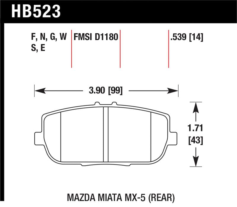 Hawk Performance Hawk 06-11 Mazda Miata MX-5 Rear DTC-60 Race Brake Pads