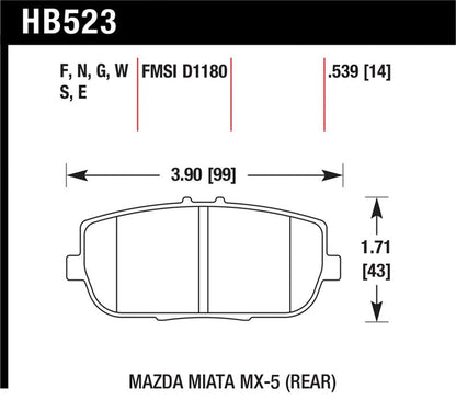 Hawk Performance Hawk 06-11 Mazda Miata MX-5 Rear DTC-60 Race Brake Pads
