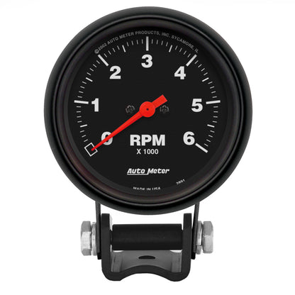 Autometer Black 2 5/8 inch 6000 rpm Tachometer Mini Tach Gauge