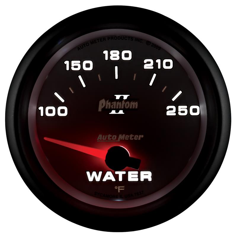 Autometer Phantom II 2-5/8in 100-250 Degrees F Electrical Water Temperature Gauge