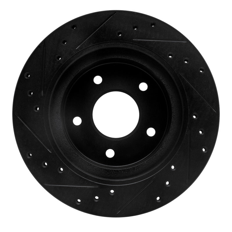 R1 Concepts R1 87-89 Nissan 300ZX Turbo Rear Right Drilled & Slotted Black Brake Rotor