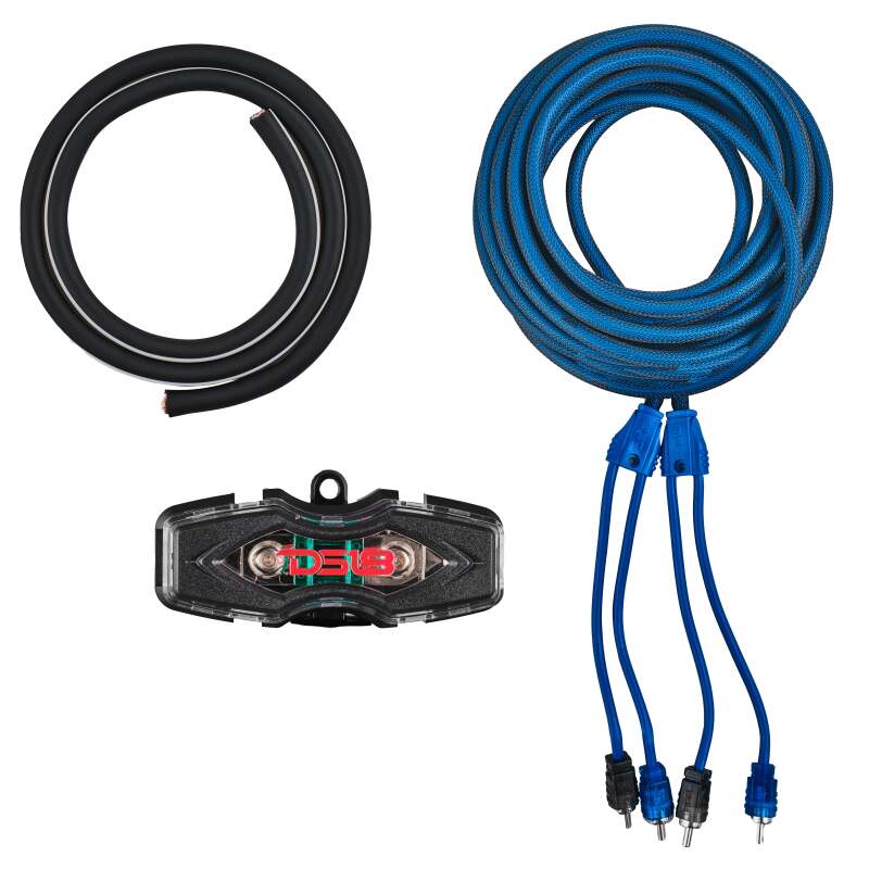 DS18 4-GA Amplifier Install Kit Advance- Blue
