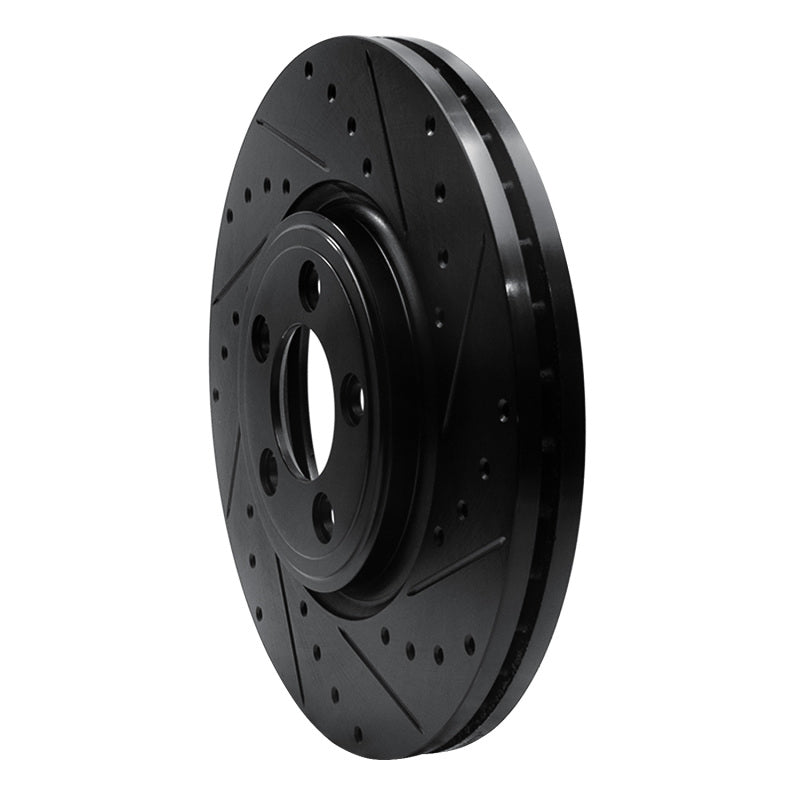 R1 Concepts R1 06-10 Jaguar XK Front Right Drilled & Slotted Black Brake Rotor