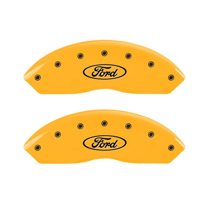 MGP 2 Caliper Covers Engraved Front Oval Logo/Ford Yellow Finish Blk Char 2011 Ford Focus