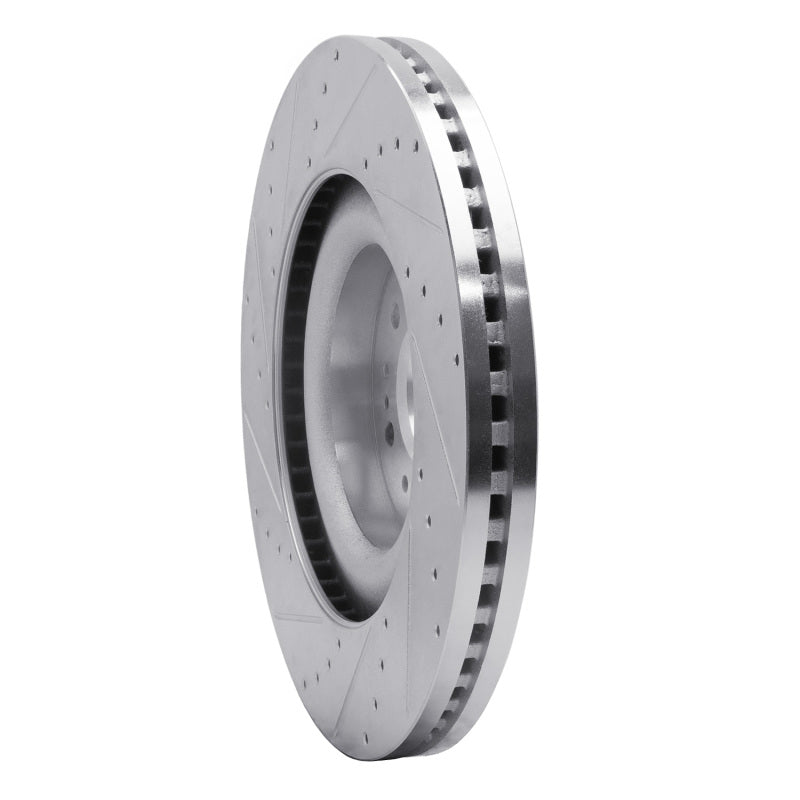 R1 Concepts R1 17-22 Genesis G90 Front Right Drilled & Slotted Silver Brake Rotor
