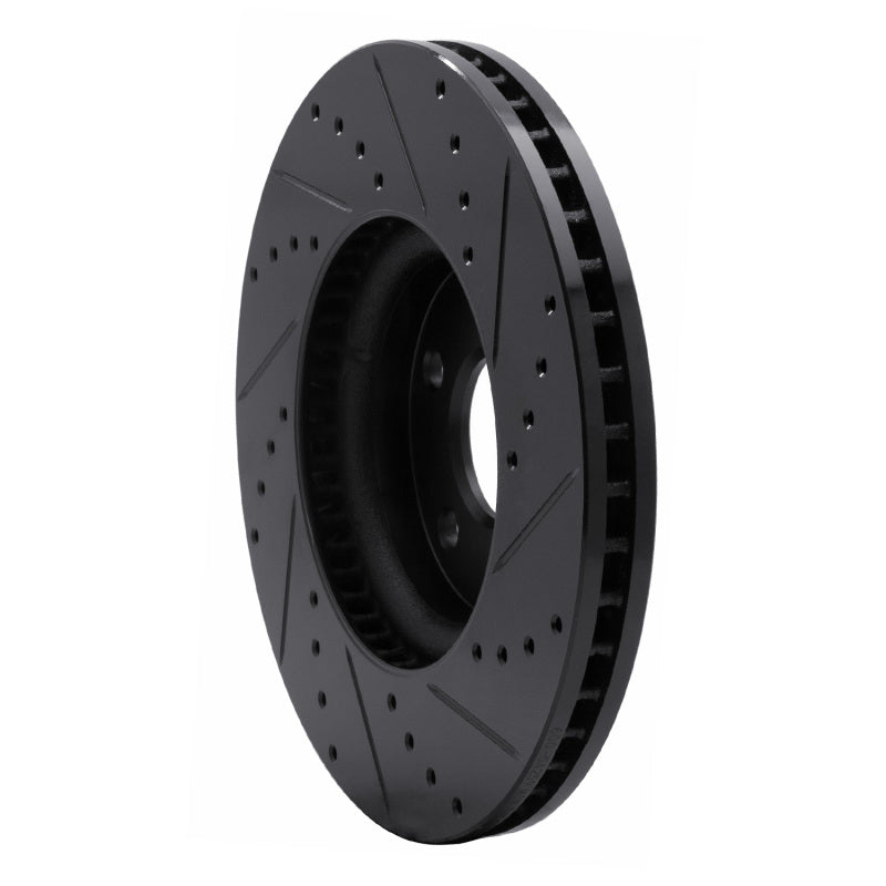 R1 Concepts R1 13-20 Ford Special SERVICE POLICE Sedan Front Left Drilled & Slotted Black Brake Rotor
