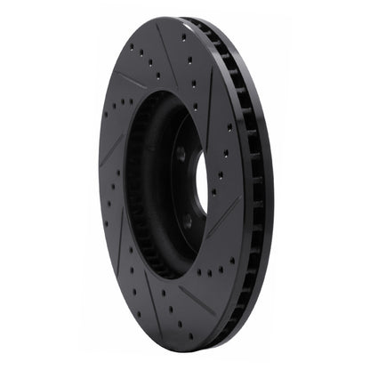 R1 Concepts R1 13-20 Ford Special SERVICE POLICE Sedan Front Left Drilled & Slotted Black Brake Rotor