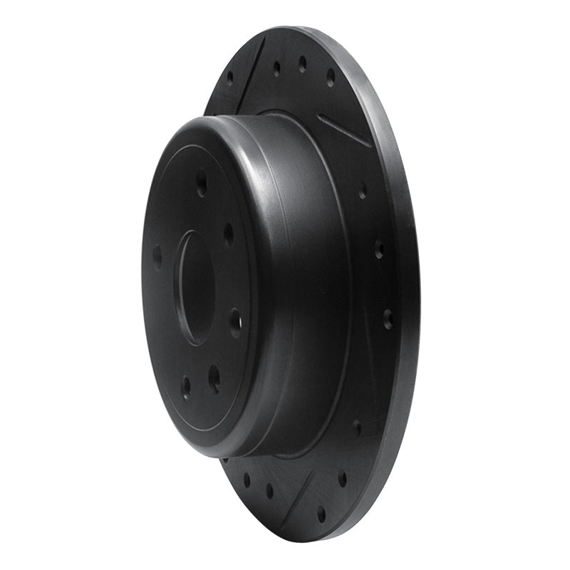 R1 Concepts R1 04-10 Chevrolet Epica (USA/Canada) Rear Left Drilled & Slotted Black Brake Rotor