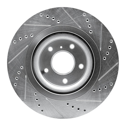R1 Concepts R1 19-24 Infiniti QX55 Front Left Drilled & Slotted Silver Brake Rotor
