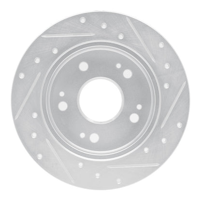 R1 Concepts R1 06-15 Honda Civic Si Rear Left Drilled & Slotted Silver Brake Rotor