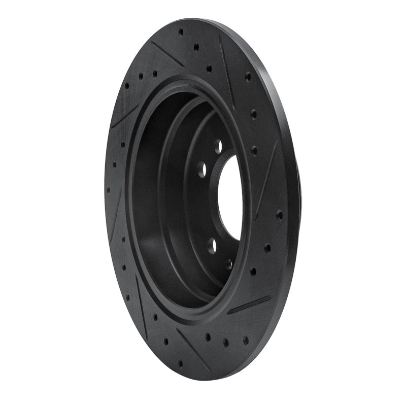 R1 Concepts R1 89-95 BMW 530I Rear Left Drilled & Slotted Black Brake Rotor