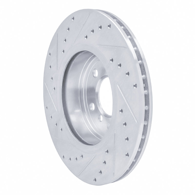 R1 Concepts R1 04-10 BMW X3 Front Right Drilled & Slotted Silver Brake Rotor