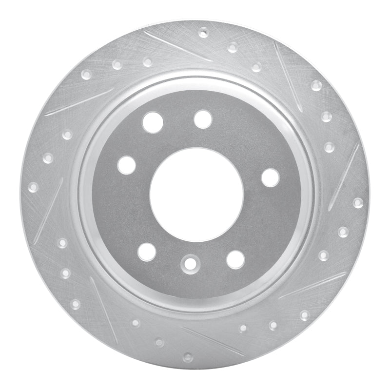 R1 Concepts R1 90-95 Jaguar XJ12 Rear Right Drilled & Slotted Silver Brake Rotor