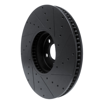 R1 Concepts R1 16-25 BMW i5 Left Front Drilled & Slotted Black Brake Rotor
