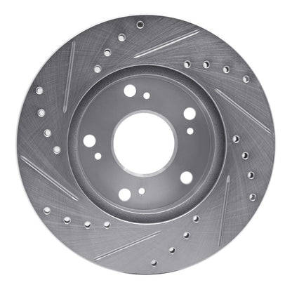R1 Concepts R1 02-15 Acura RSX Front Right Drilled & Slotted Silver Brake Rotor