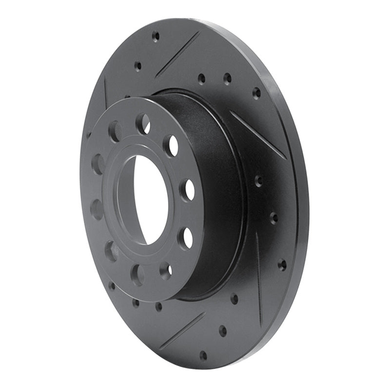 R1 Concepts R1 05-13 Audi A3 Rear Left Drilled & Slotted Black Brake Rotor